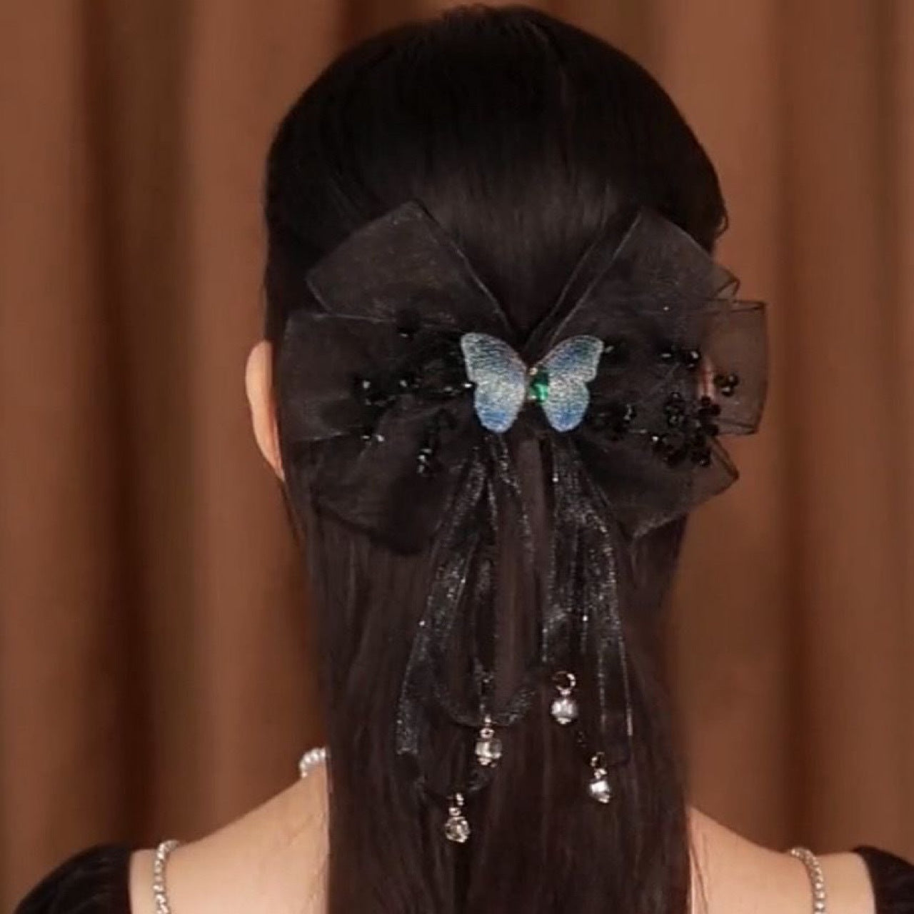 Fabric Hair Accessories Romantic Mesh Embroidered Butterfly Clip