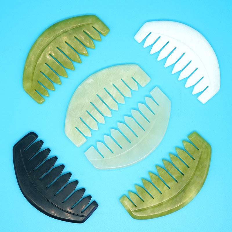 Dual-purpose Scraping Scalp Meridian Portable Head Massage Jade Comb