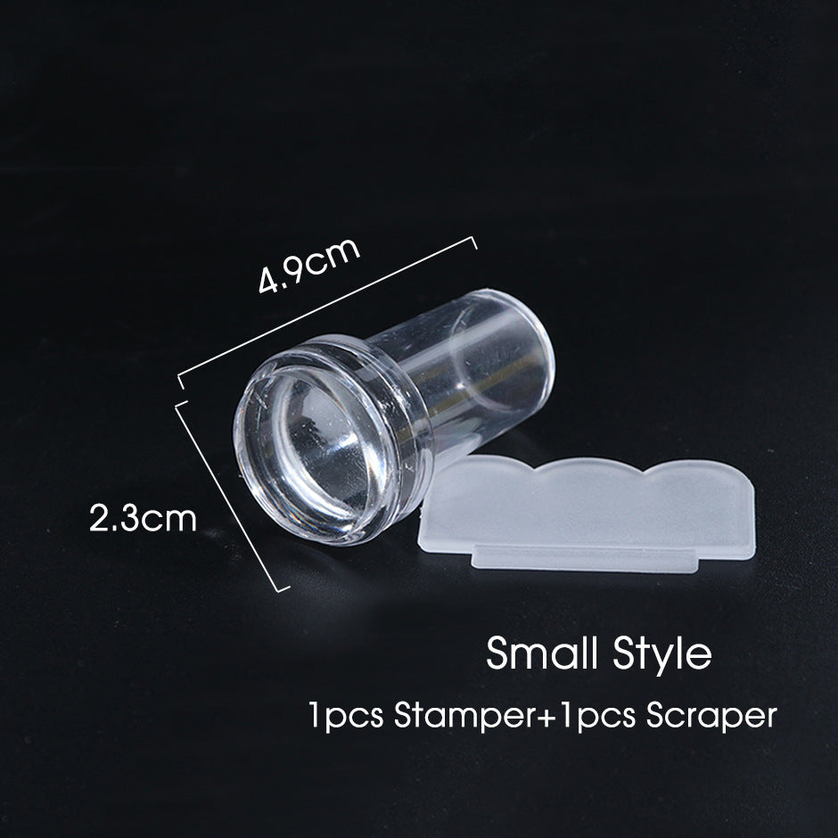 Nail Stamp Tool Small Head Silicone Nail Steel Plate Template Seal Scraper For Transfer Printing