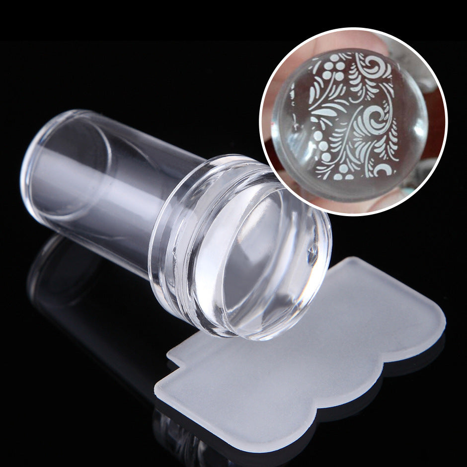 Nail Stamp Tool Small Head Silicone Nail Steel Plate Template Seal Scraper For Transfer Printing
