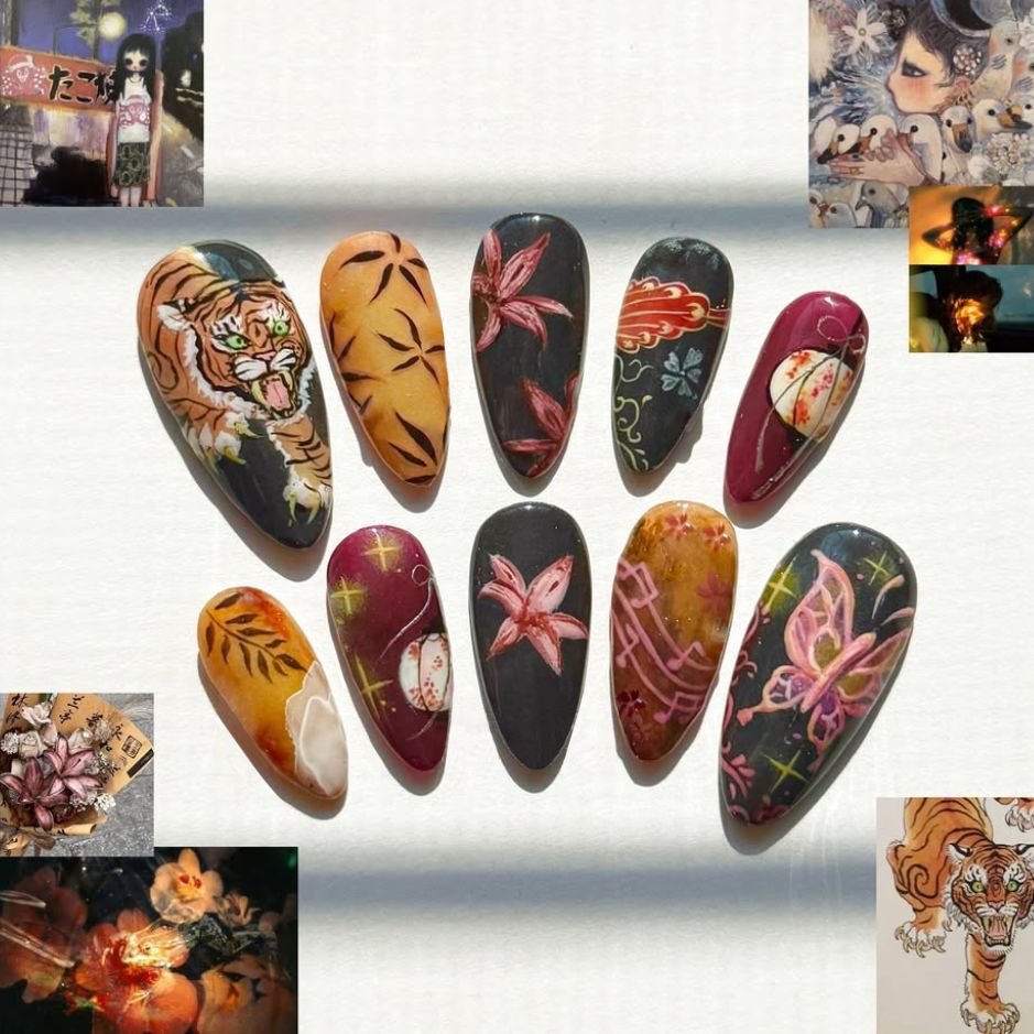 Retro Tiger Style Nail Tips 24 Pieces