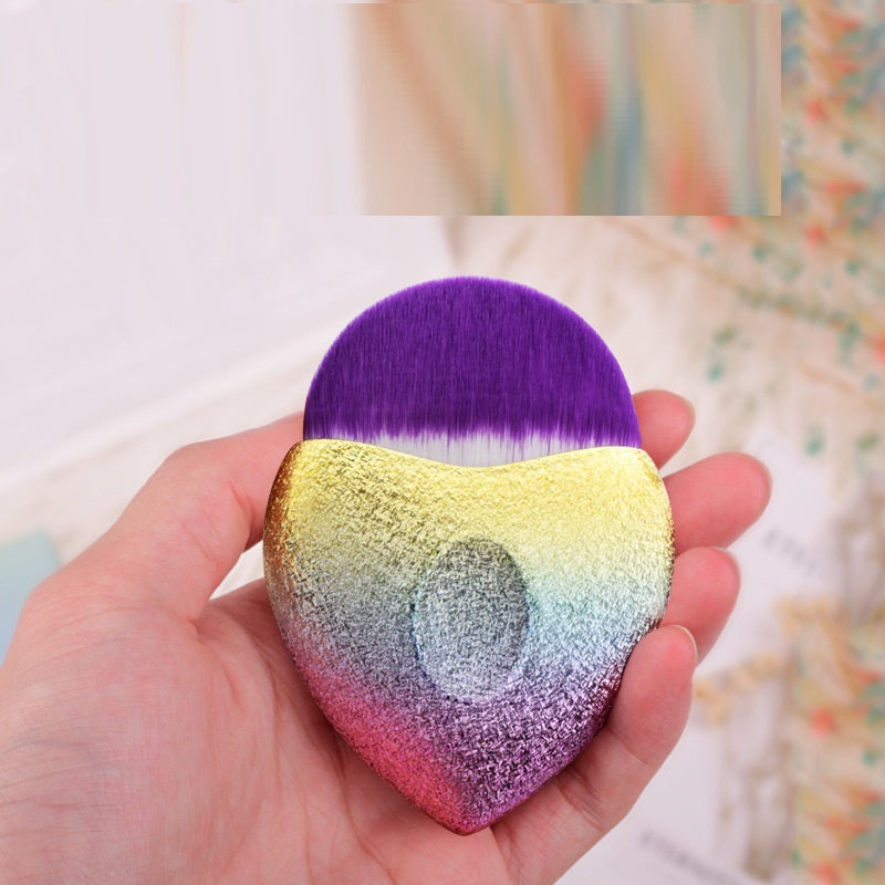 Single Makeup Brush Heart-shaped Heart-shaped Ingot Powder Foundation Brush Heart-shaped Makeup Brush Colorful MOCCIOL