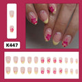 Cross-border Short Almond-shaped French Red Nail Tips