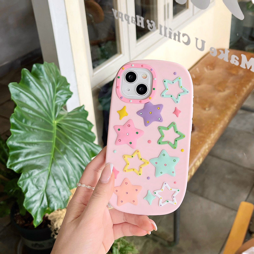 Oval Foundation Color Five-pointed Star Phone Case Drop-resistant