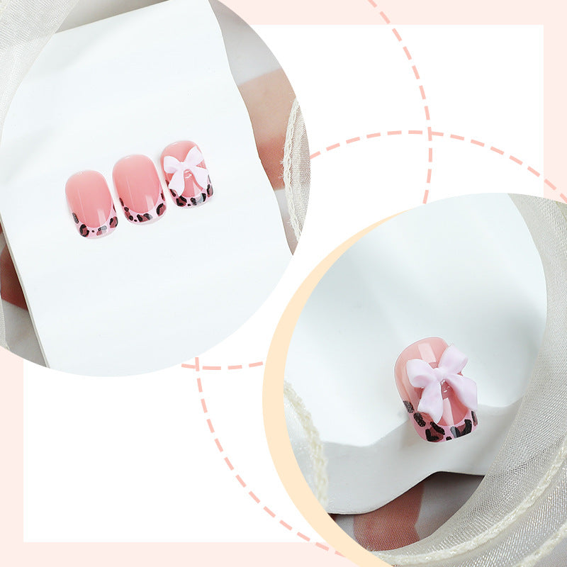 Short Wear Nail Sticker Bow Leopard Print