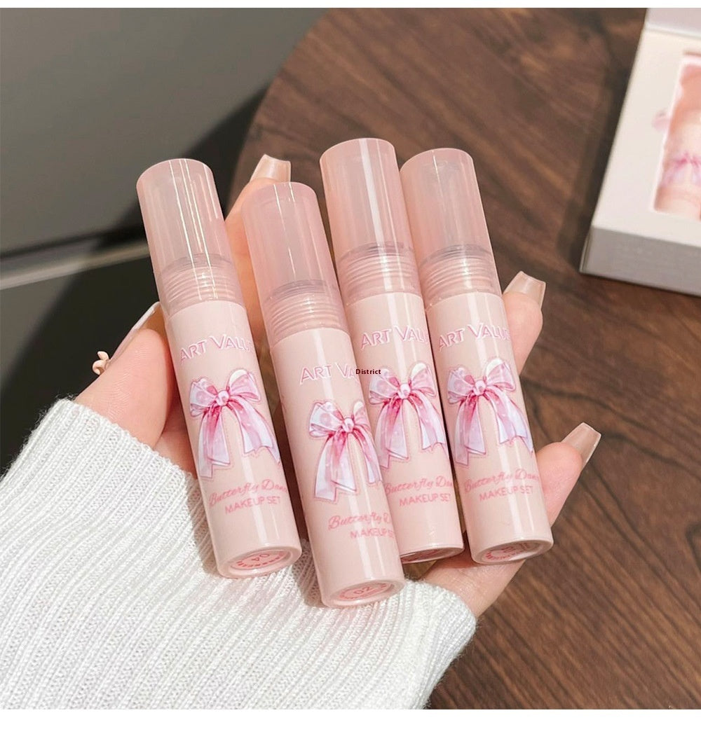 Art Value Butterfly Colored Box Suite Blush Necklace Matte Lip Mud