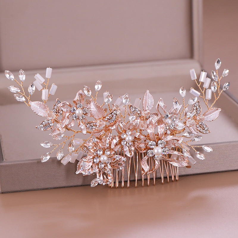 Women's Fashion Simple Handmade Rhinestone Hair Comb