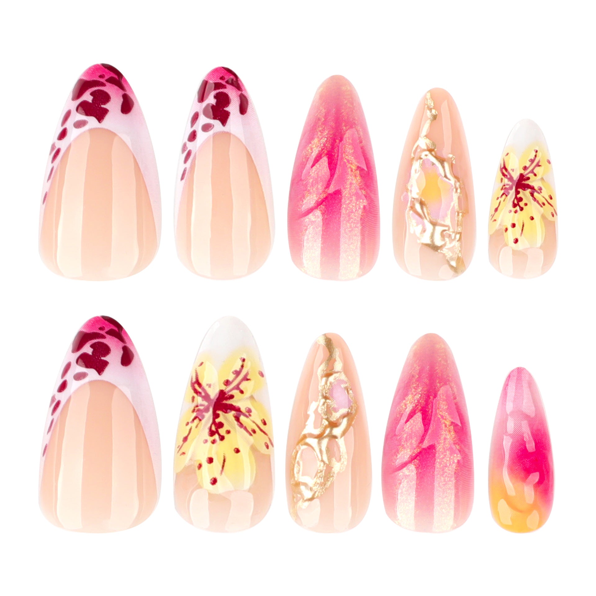 French Leopard Print Gradient Wear Nail Manicure 3D 3D Flower