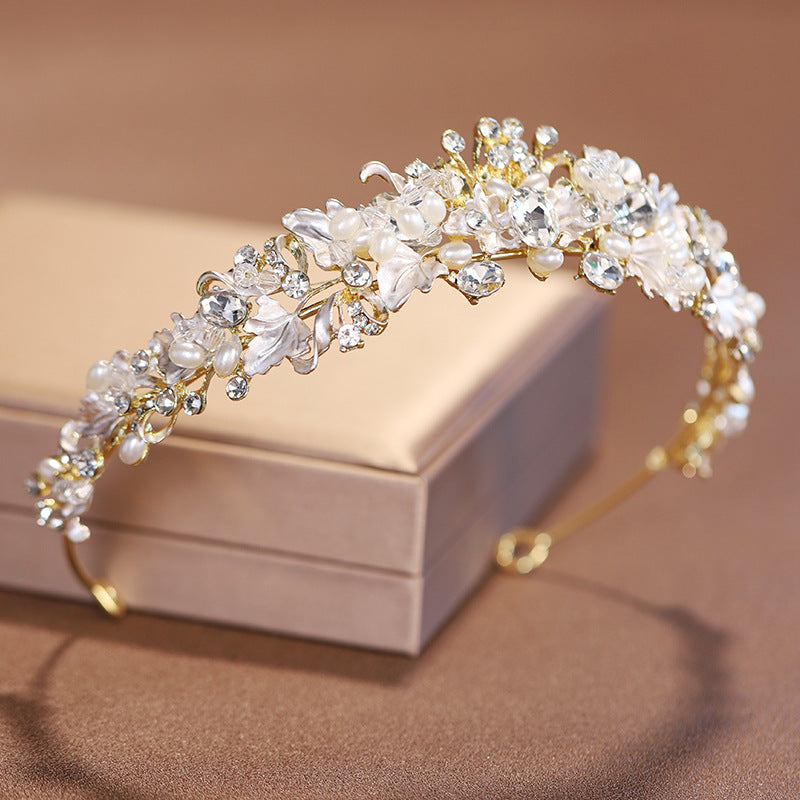 Pearl Elegant Crown Headdress Female Birthday Crown Wedding Dress Hair Accessories