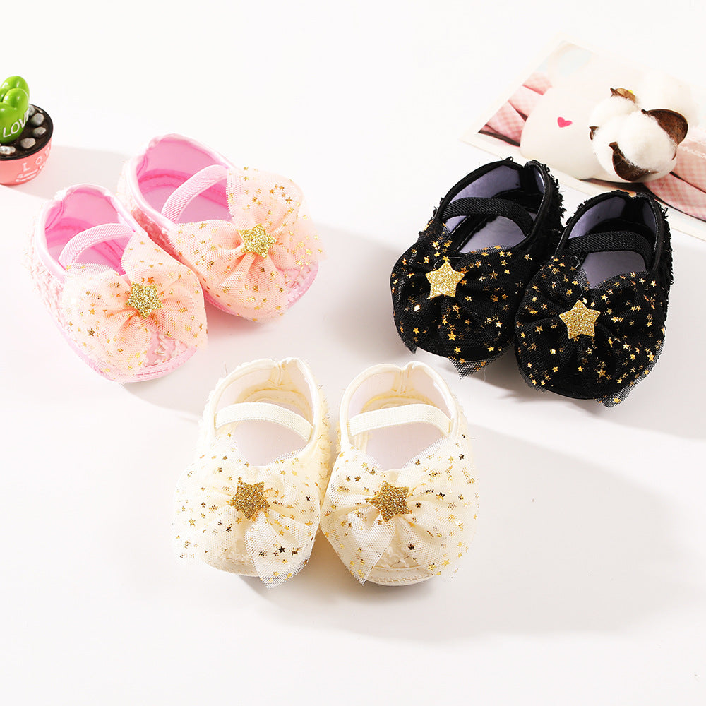 New Baby Shoes Hair Band Set European And American Cute Bow Princess Shoes 0-3-6-9-12months Baby Shoes