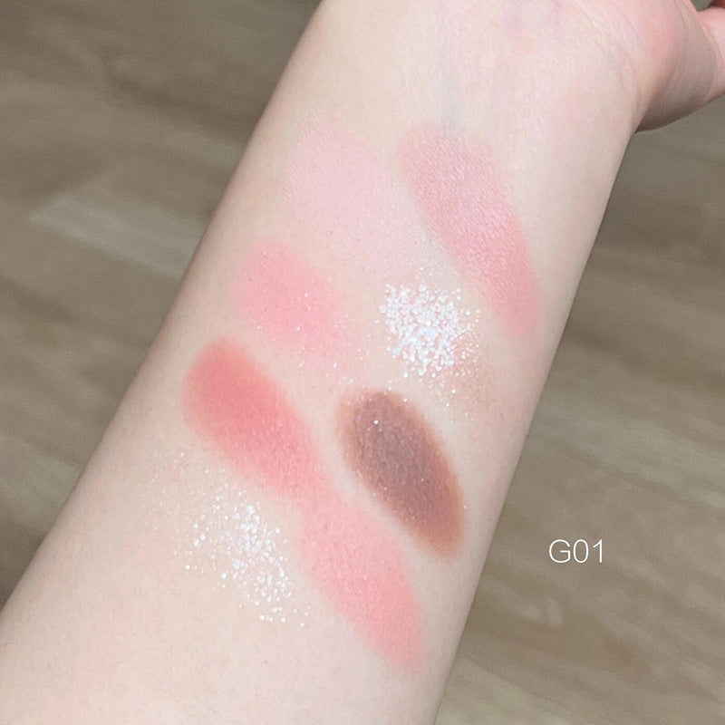Tingphe Heart Eye Shadow Plate Beads Matte Blush Highlight Integrated