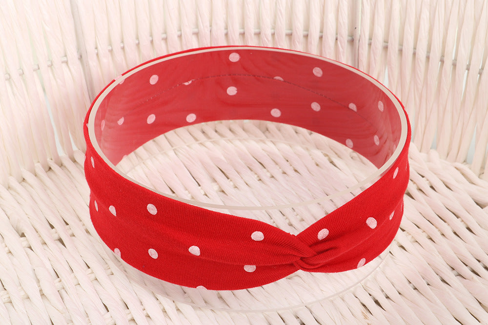 European And American Cute Dotted Prints Cross Babies' Headwear Cotton Cloth Children's Headband