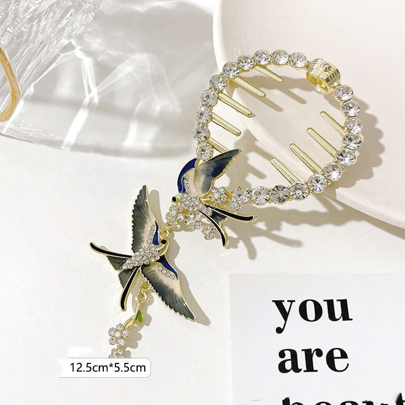 Rhinestone Swallow Tassel Hairpin Women's Back Head