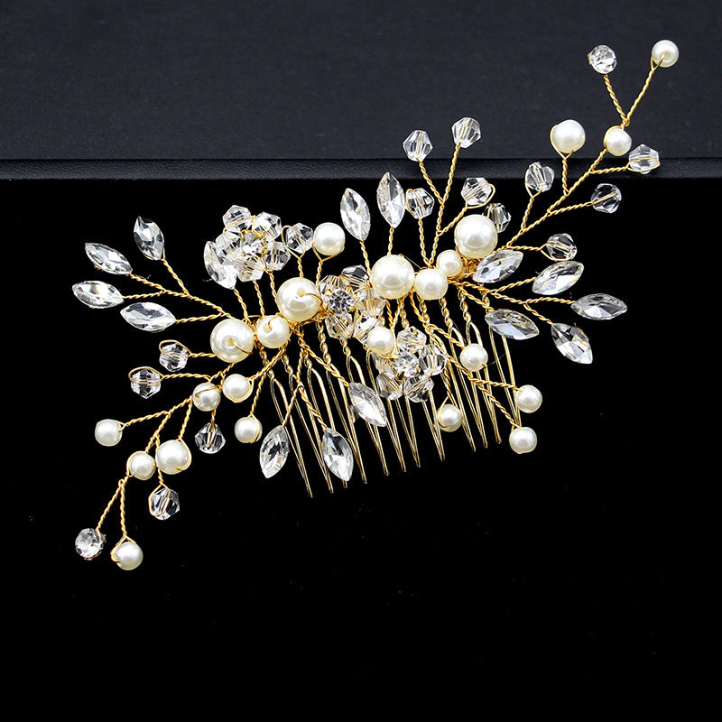 Silver Diamond Hand-made Pearl Hair Comb Insert