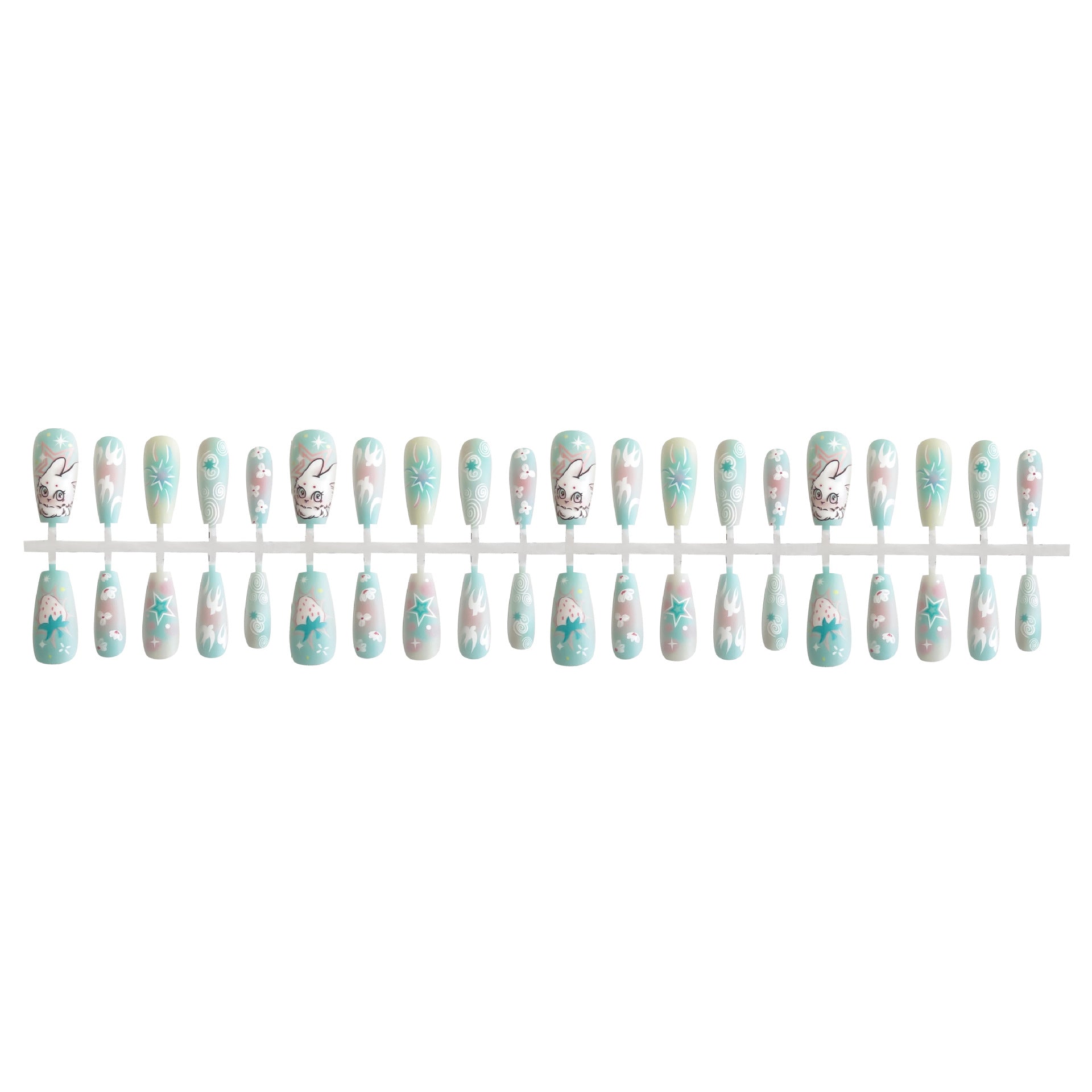 Cartoon Cute Rabbit Planet Middle Ladder Fake Nails Nail Polish