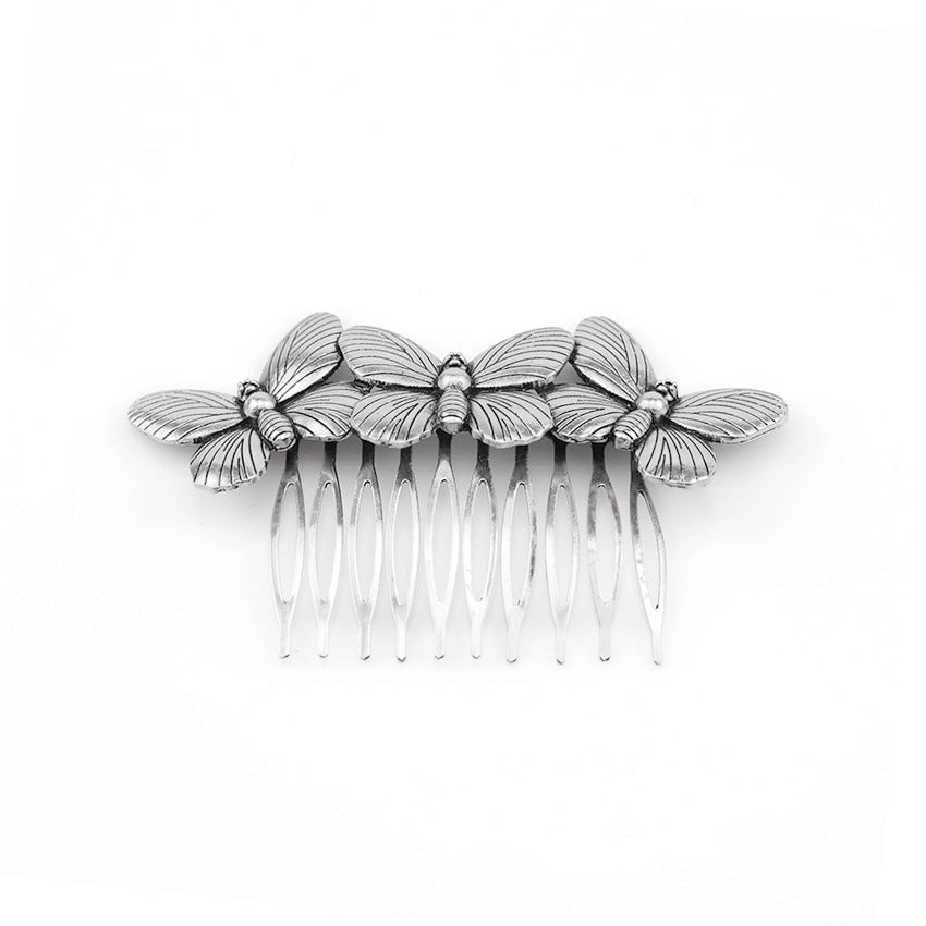 Fashionable Forest Retro Three Butterfly Hair Comb Insert