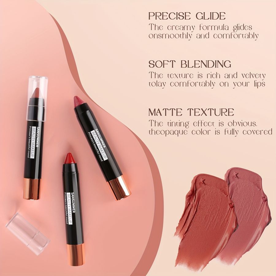 8-color Matte Universal Waterproof No Stain On Cup Lip Liner