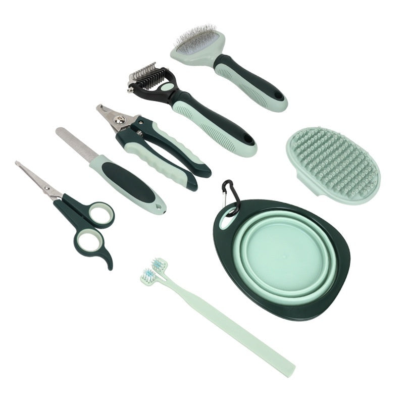 Pet Combo Suit Beauty Scissors Hair Removal Needle Comb Bath Brush