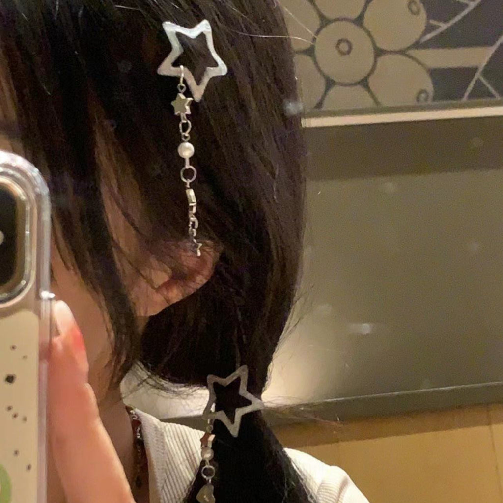 Dopamine Sweet Cool Y2g Pentagram Tassel Hairpin