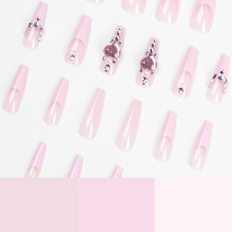 French Long Ballet Love Pile Diamond Wear Nail Polish