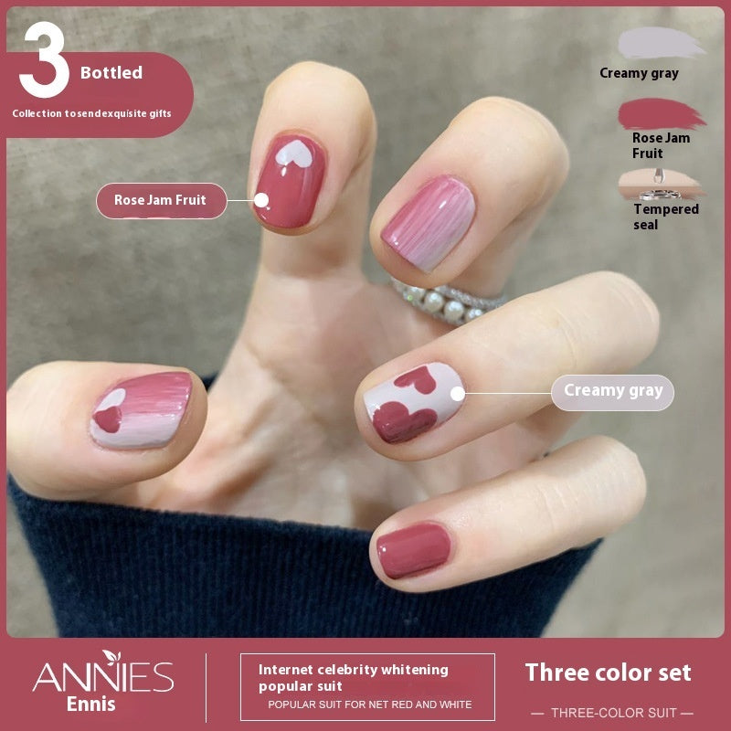 Annies Ennis Women's Three-color New Ice Jelly Nude Color Gel Nail Polish Suit