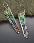 Retro Long Comb Tooth Abstract Rainbow Earrings European And American Fashion Zigzag Resin Earrings
