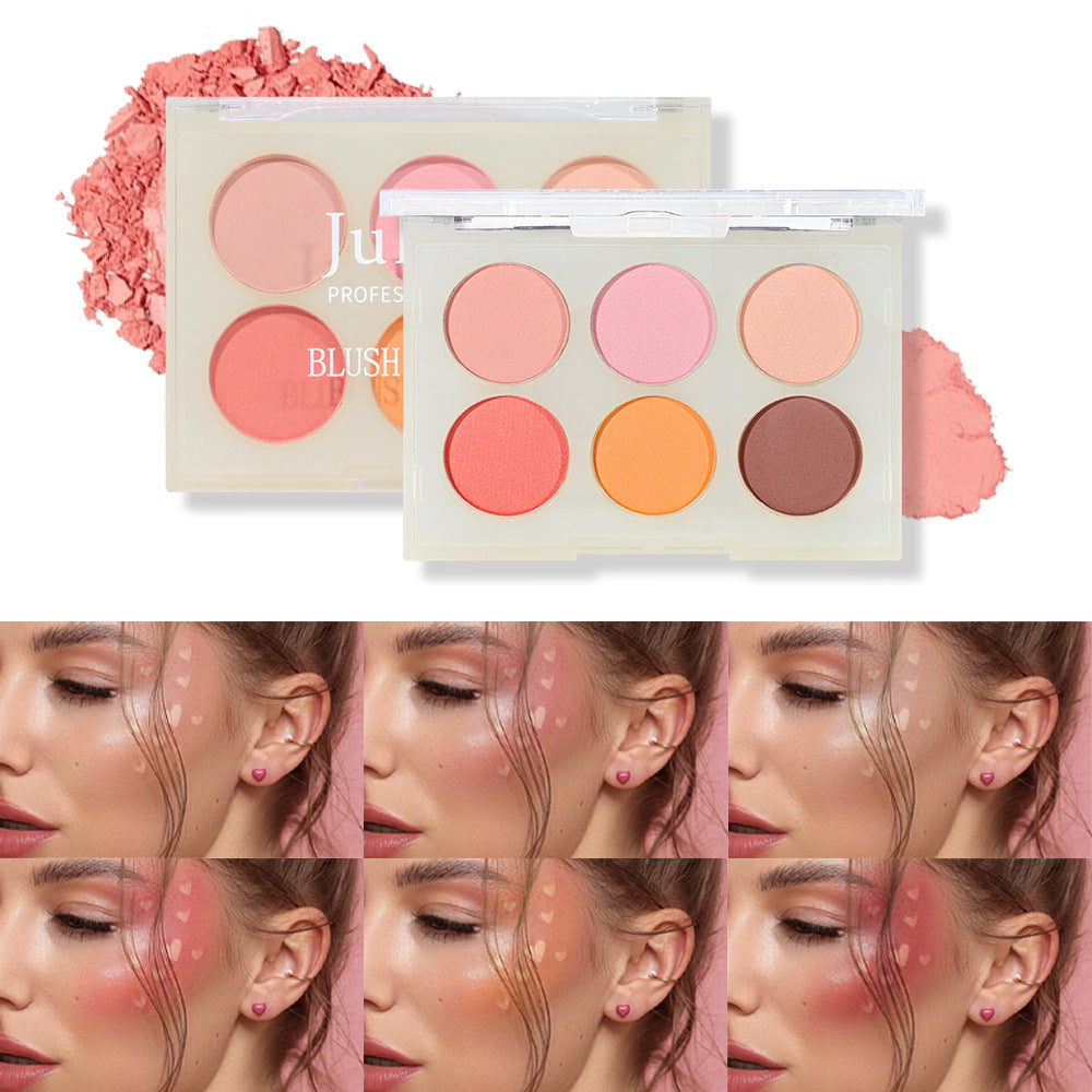 Julystar Beauty Matte Rouge Blush Repair Three-dimensional Eye Shadow Six-color Integrated