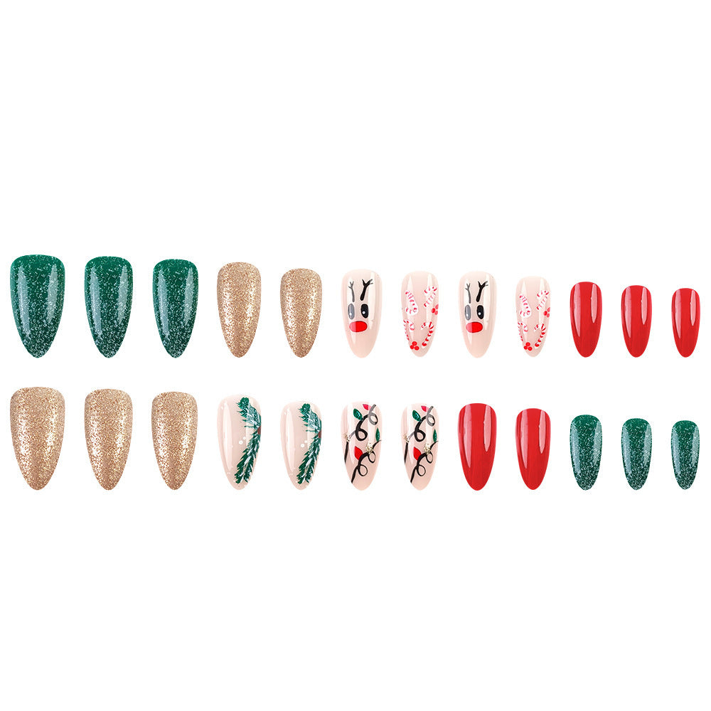 Christmas Wearable Candy Cane Elk Drop Shape Nail Sticker