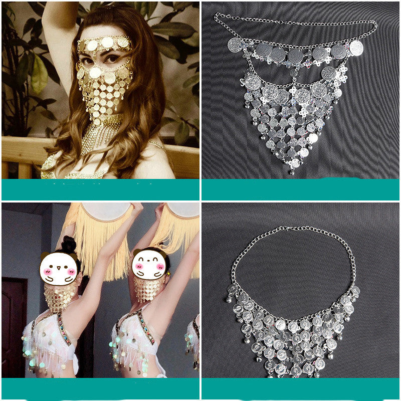 Vintage Belly Dance Costume Accessory Beaded Headwear Bollywood Princess Jewelry