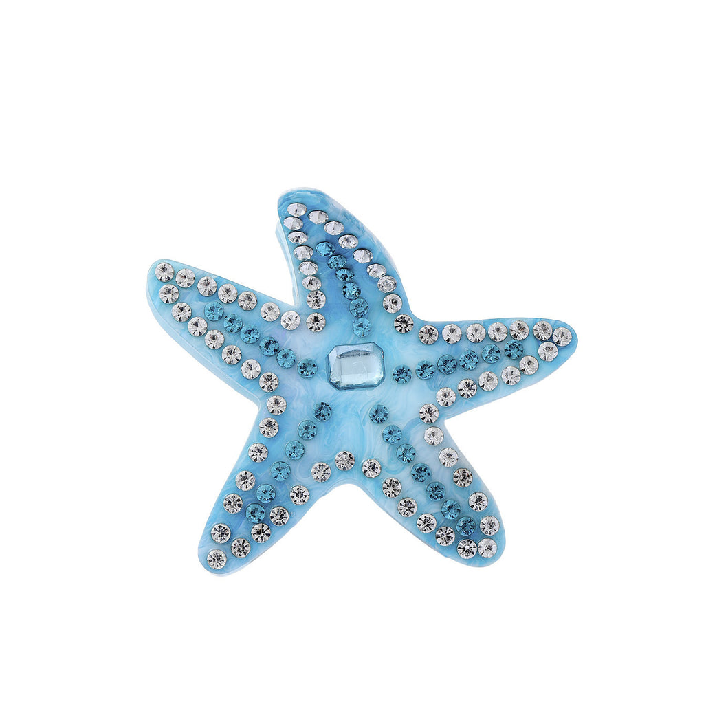 Starfish Diamond Encrusted Blue-pink Hairpin