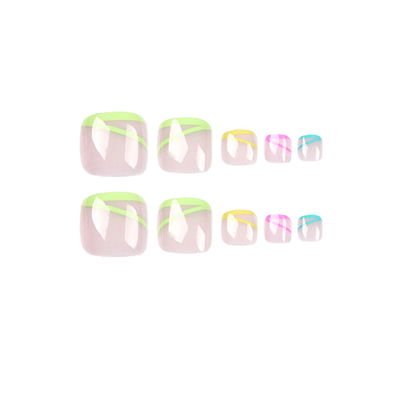 Wearable Nail Four-color Line Foot Nail Tip