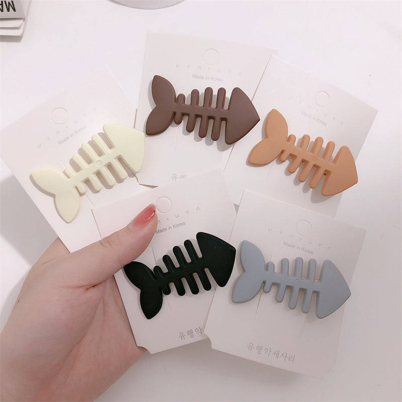 Minimalist Candy Color Fishbone Barrettes Cute Funny Side Bangs Female