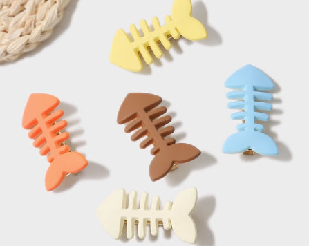 Minimalist Candy Color Fishbone Barrettes Cute Funny Side Bangs Female