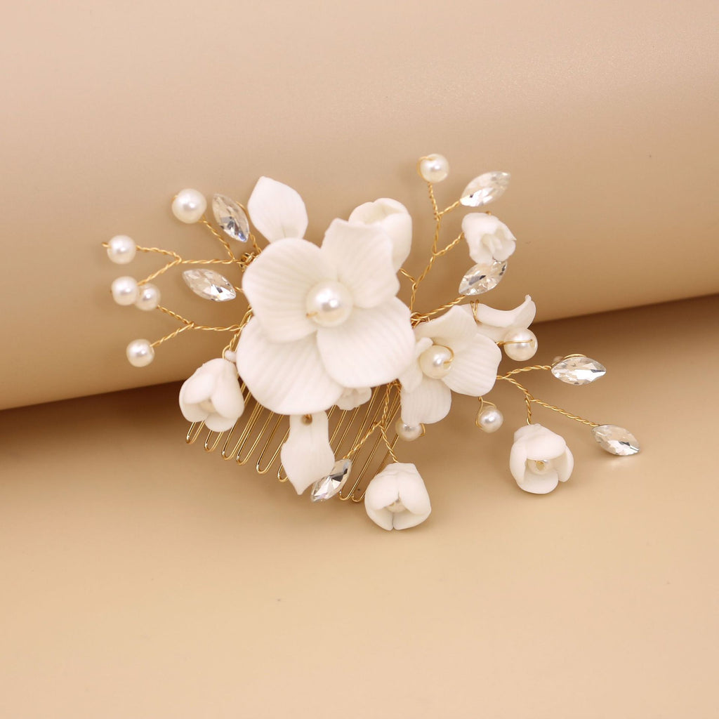 Ceramic Flower Hair Insert Comb Hairpin