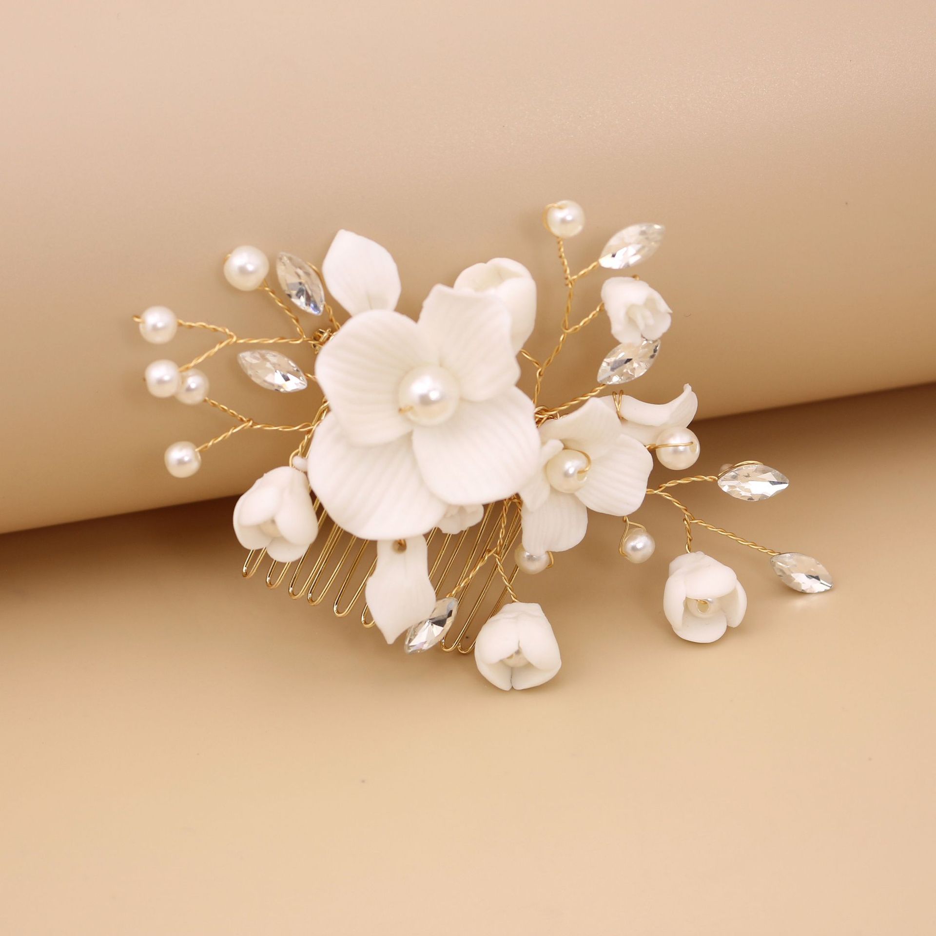Ceramic Flower Hair Insert Comb Hairpin