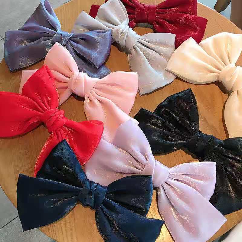 Mermaid French Pearlescent Satin Bow Barrettes