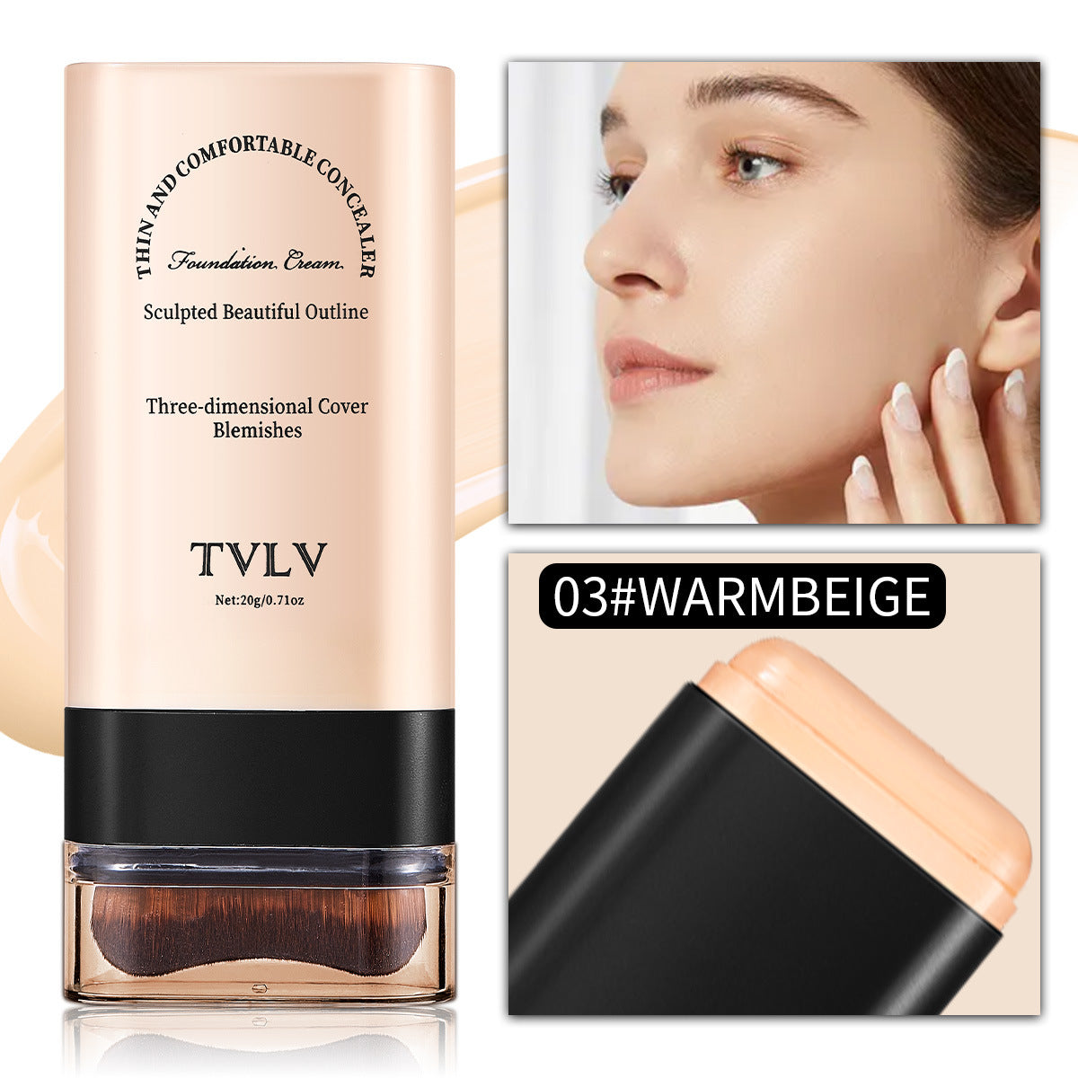 TVLV Eraser Stick Foundation Moisturizing Light Transparent Concealer Brightening Skin Color