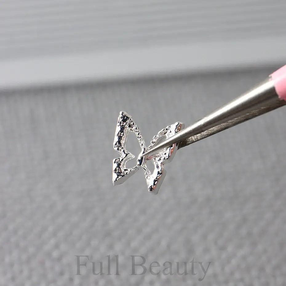 New 10 Gold Alloy Ornament Three-dimensional Metal Butterfly Nail Crystal Accessories
