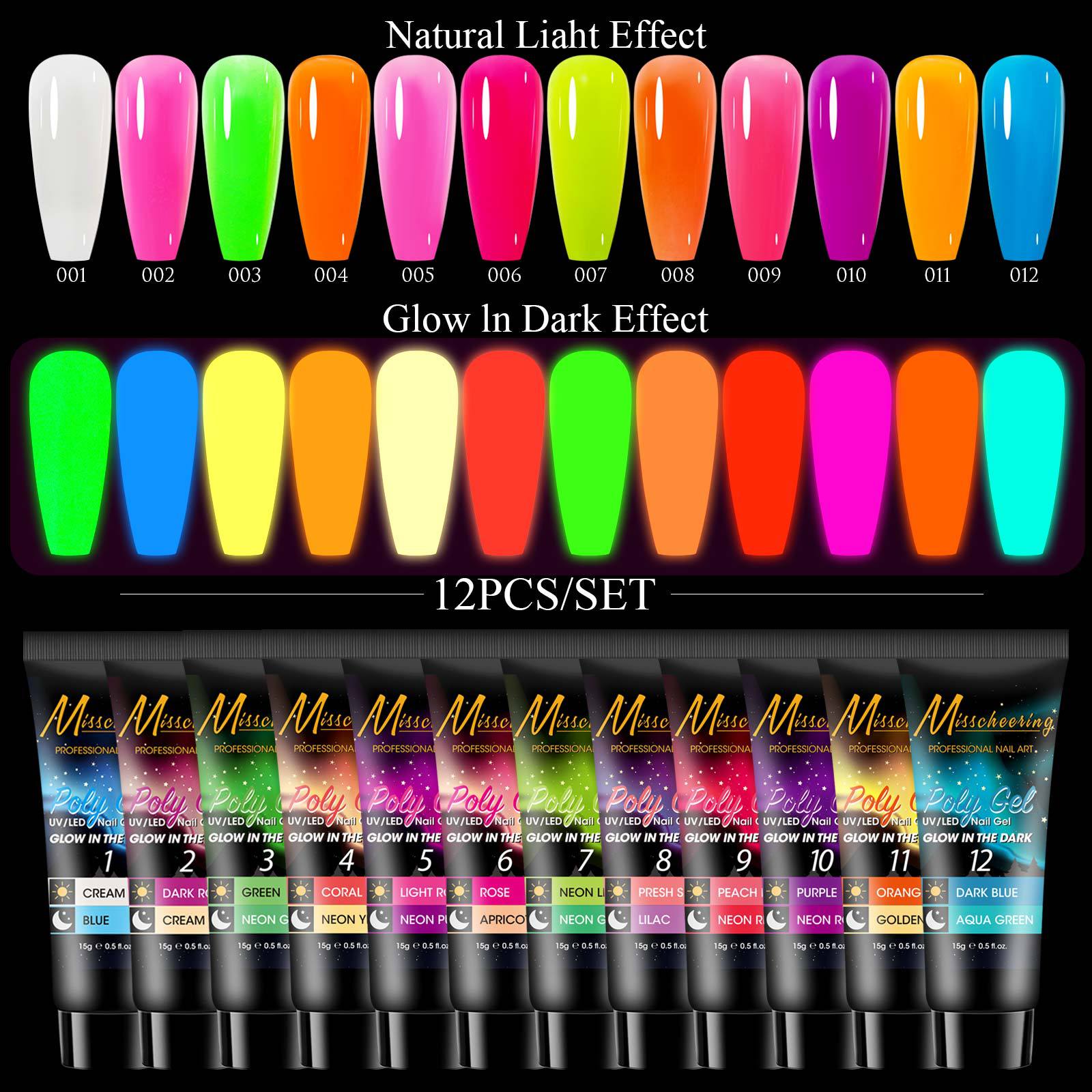 Misscheering 12 Color Extender Sequin Nail Enhancement Set