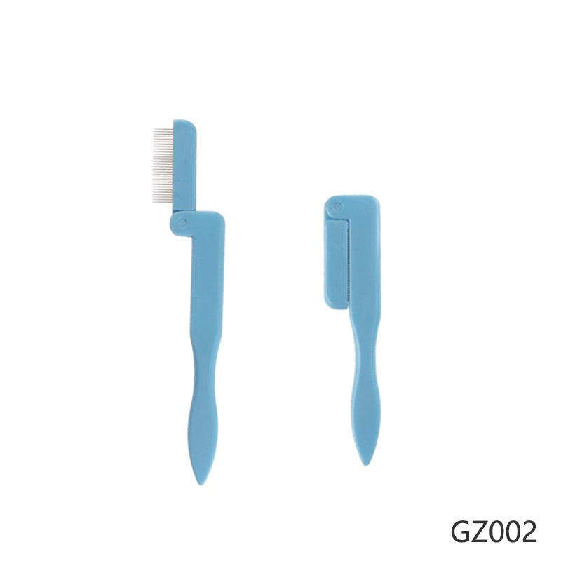 Straight Handle Foldable Stainless Steel Needle Brow Groomer Lash Comb Beauty Makeup Tools