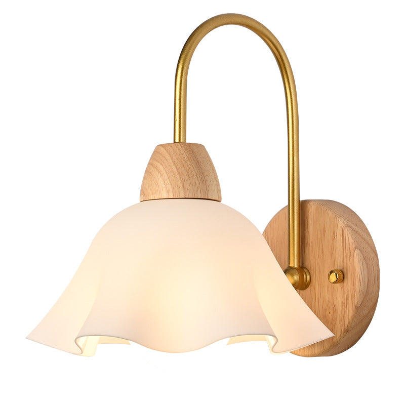 Bedroom Bedside Lamp Nordic Log Cream Style