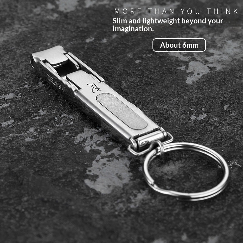 Stainless Steel Folding Nail Clippers With Keychain