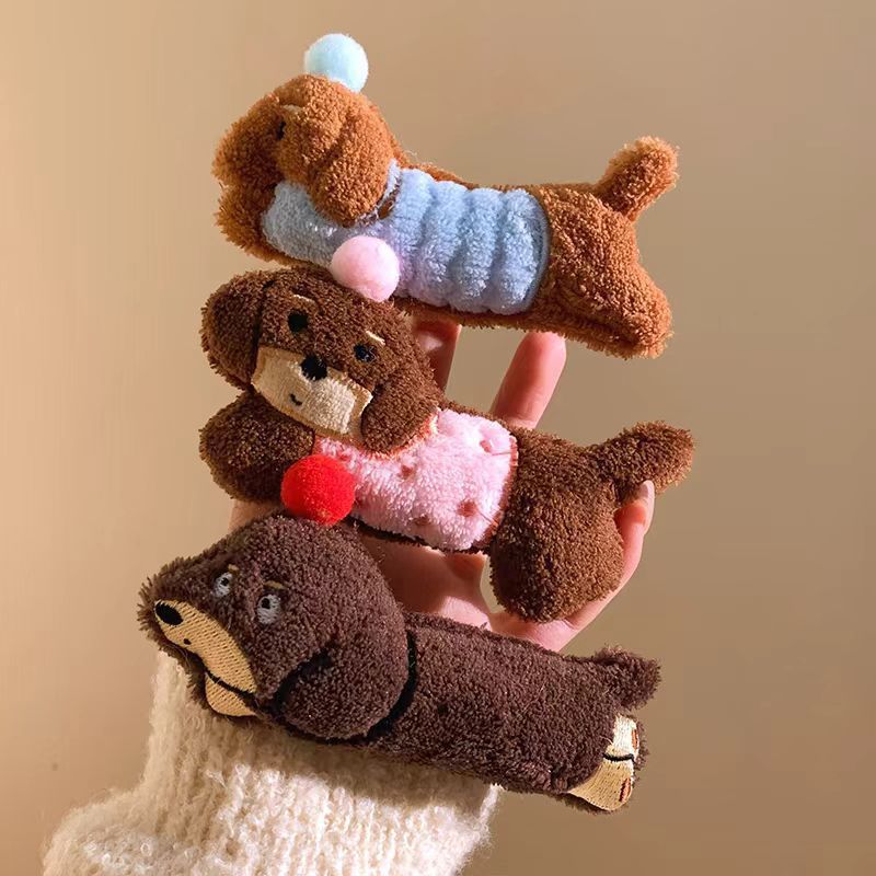 Cute Sausage Puppy Barrettes Female Side Bangs