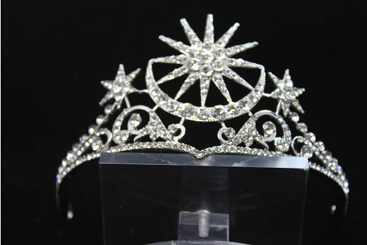 Fashion Star And Moon Diamond Crown Tiara