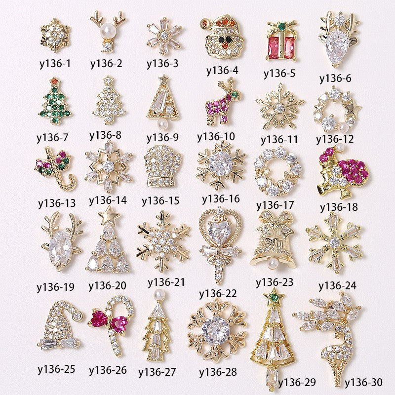 Y136 Christmas Zircon Snow Elk Nail Decorative Diamond