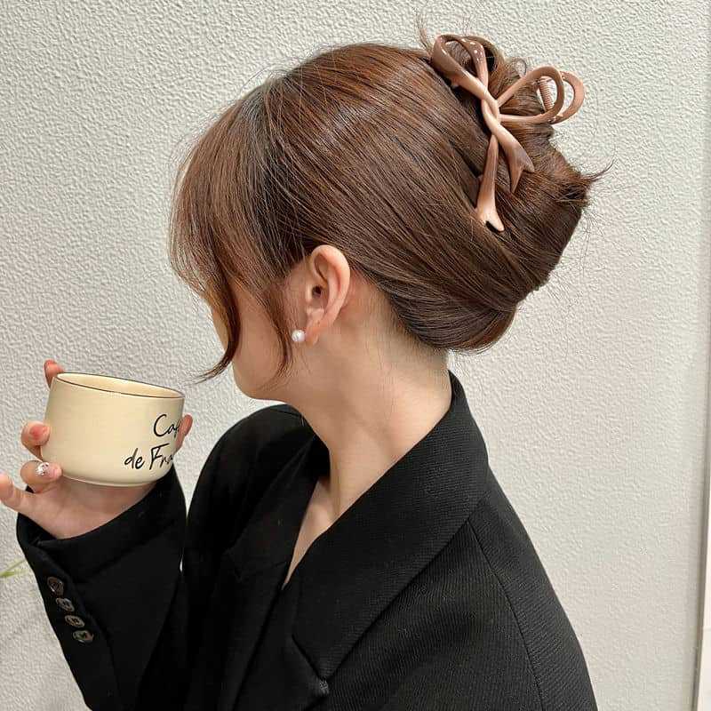 Ribbon Bowknot Barrettes Women's High-end Metal Clip