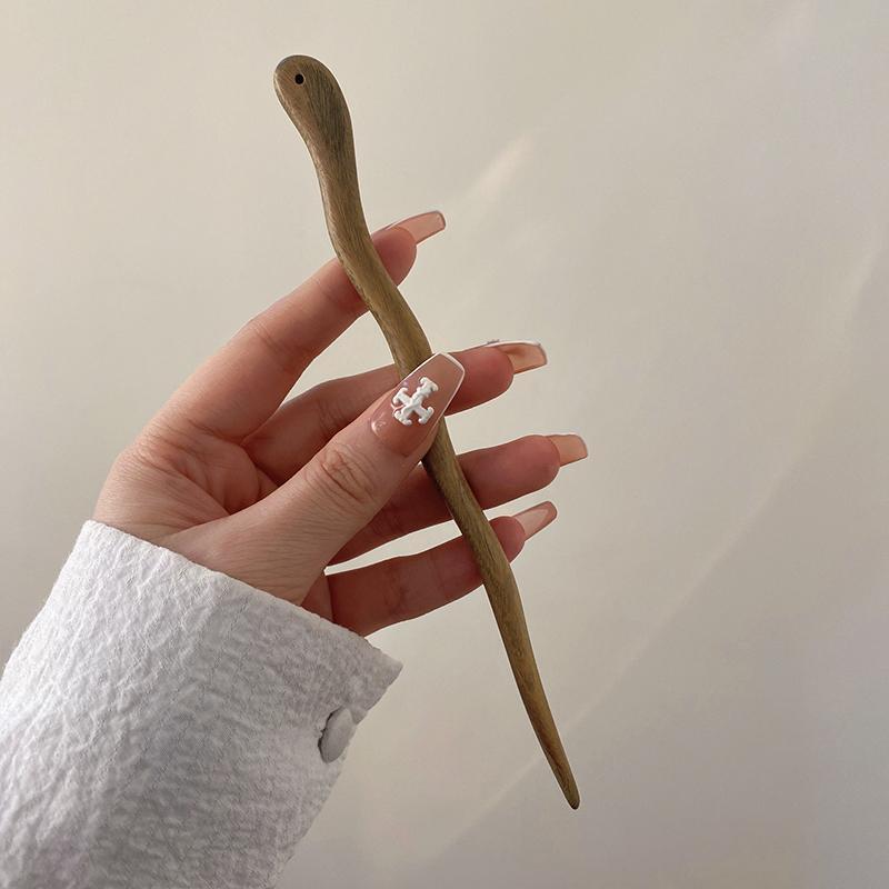 Simple Sandalwood Hairpin Elegant Updo Hair Accessories