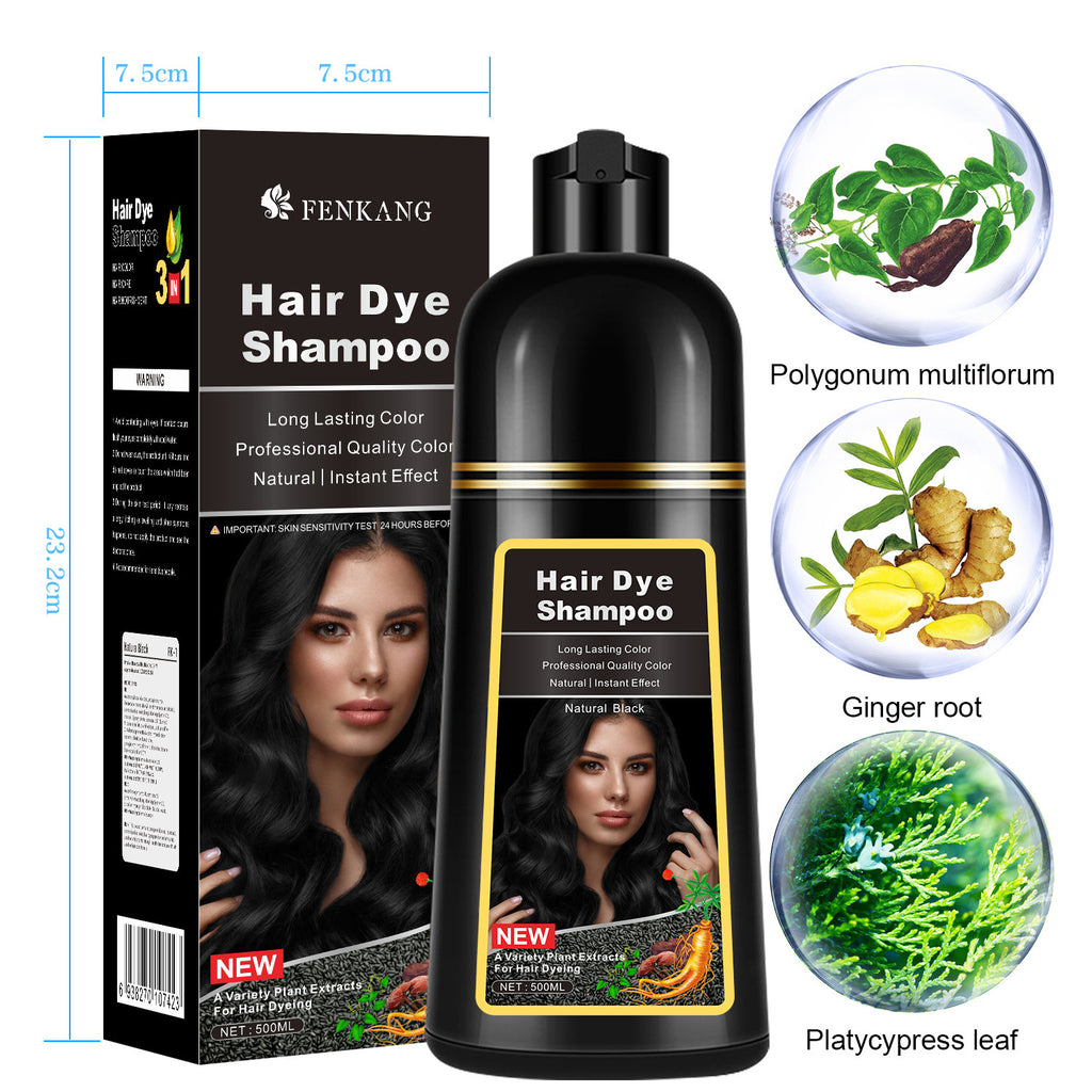 FENKANG English Black Plant Hair Dye Covering Gray Hair Wash Black Bubble Hair Color Cream