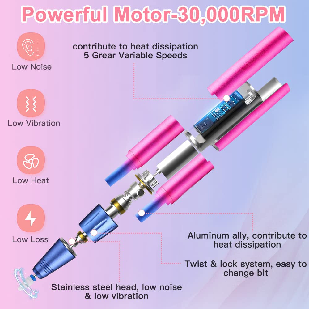New Wireless Rechargeable Electric Nail Drill Sharpener