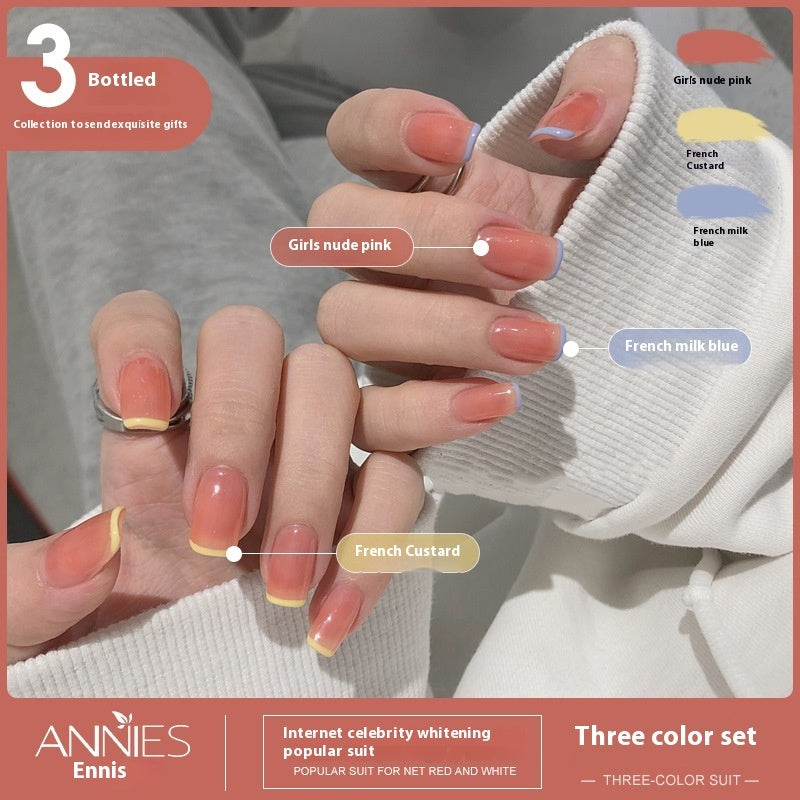 Annies Ennis Women's Three-color New Ice Jelly Nude Color Gel Nail Polish Suit